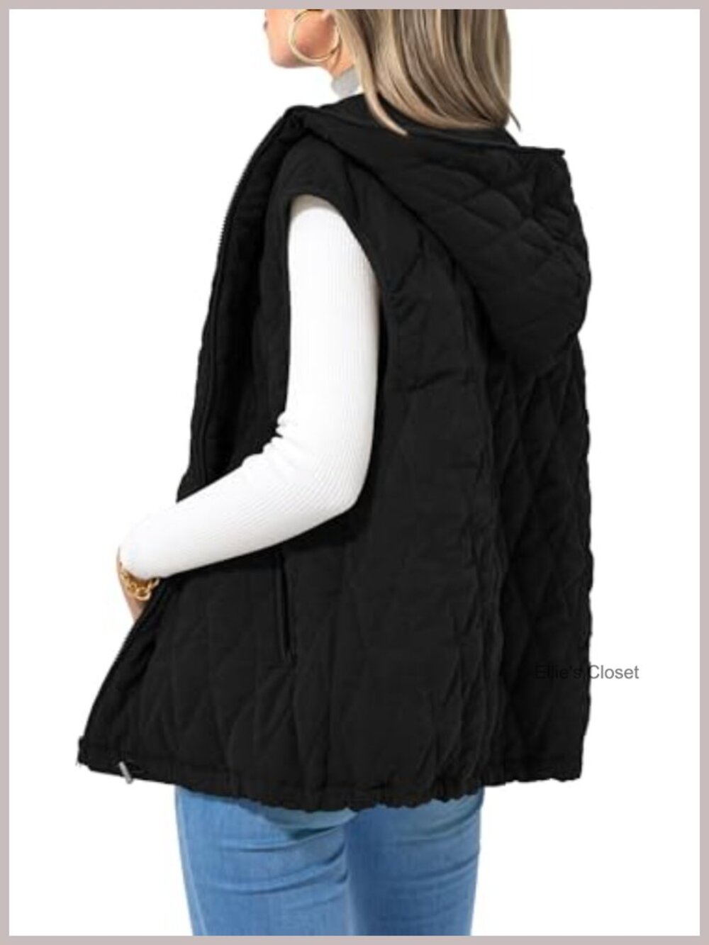 Women's Hooded Zip Up Puffer Vest Sleeveless Quilted Winter Outerwear